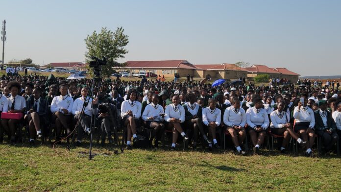 Leondale Secondary School learners gathered during a drug awareness campaign.