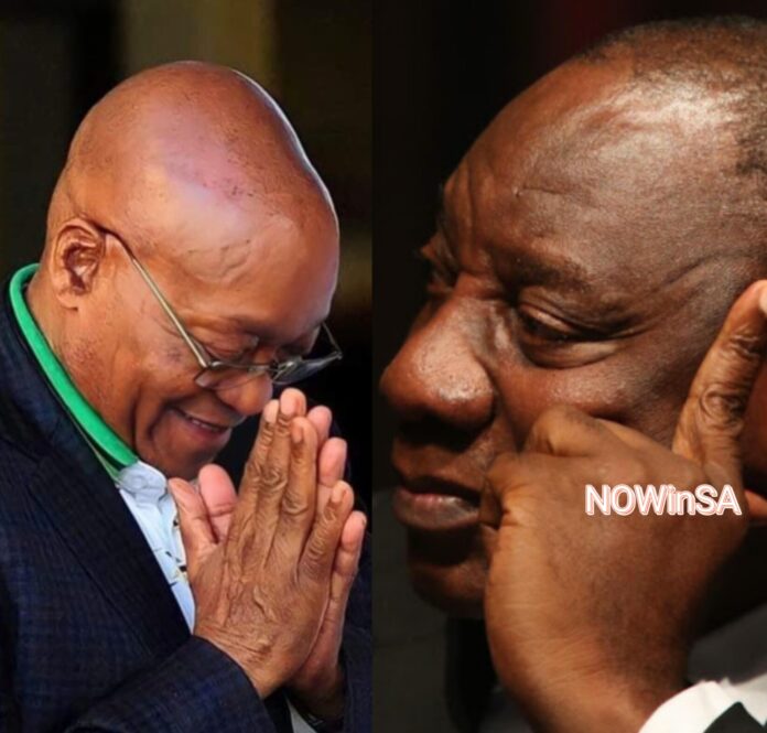 A picture collage of South Africa's former President Jacob Zuma and Cyril Ramaphosa