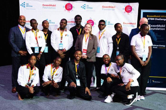 Scholars pose for a picture during ExxonMobil’s STEM Africa Regional Pitch Competition