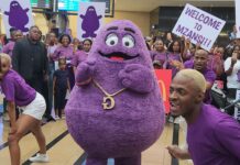 Grimace receives a warm welcome from adoring fans at OR Tambo International Airport