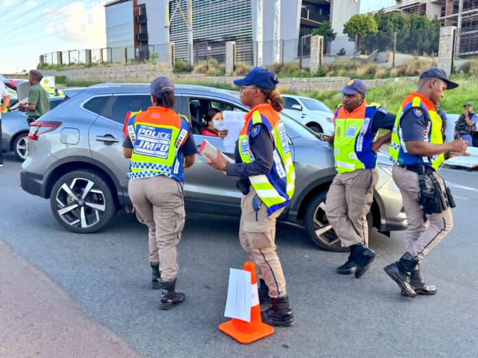 South African police service conducting road blocks as part of December 2024 festive safety campaign