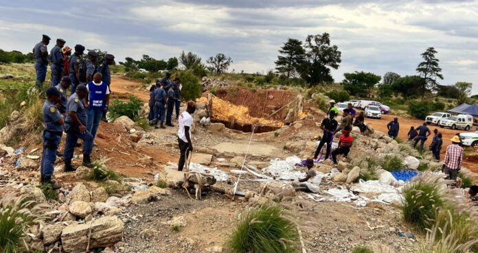 Friday, December 5, North West, South Africa — Stilfontein illegal mining rescue operation continues.