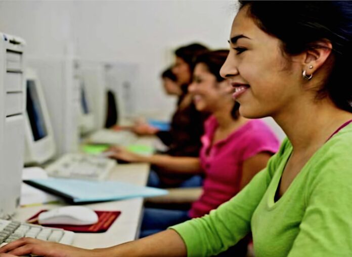 Group of students in a computer classroom