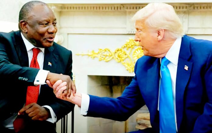 Cyril Ramaphosa & Donald Trump awkward Oval Office meeting.