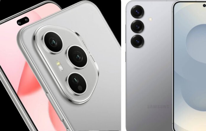 Side-by-side image of the HONOR 400 Pro and Samsung Galaxy S25 5G,