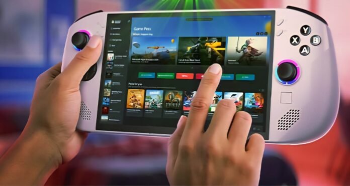 Person using Lenovo Legion Go 2 in handheld mode to browse games.