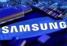Samsung shares surge on $16.5 billion Tesla AI chip deal Samsung logo with USB-C connector hinting at AI chip technology