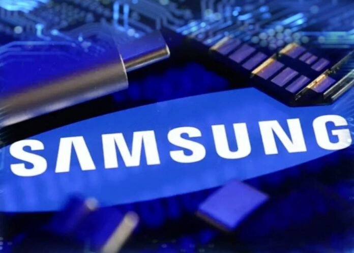 Samsung logo with USB-C connector hinting at AI chip technology