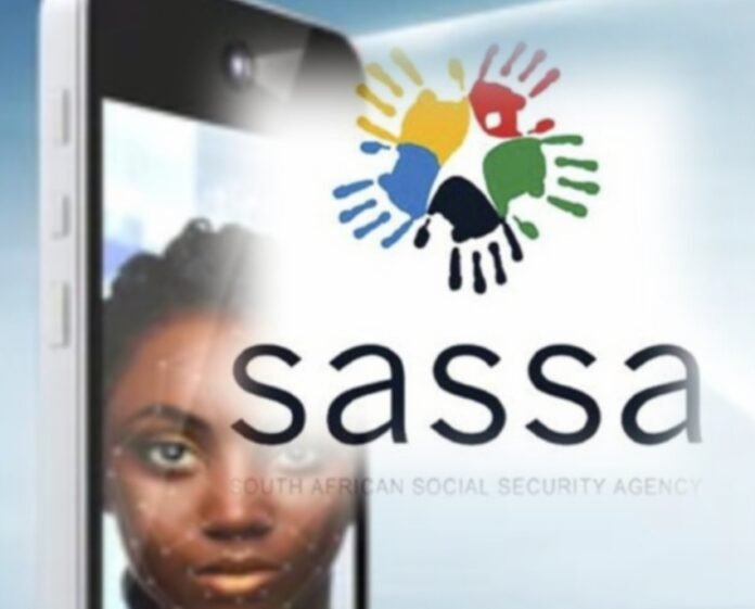 SASSA logo with smartphone biometric verification.