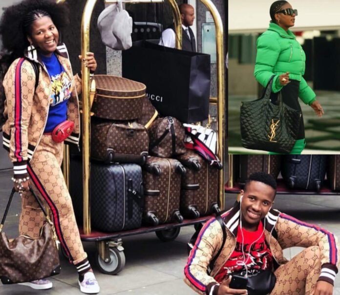 Mamkhize designer bags Mamkhize and son Andile Mpisane with luxury Louis Vuitton bags