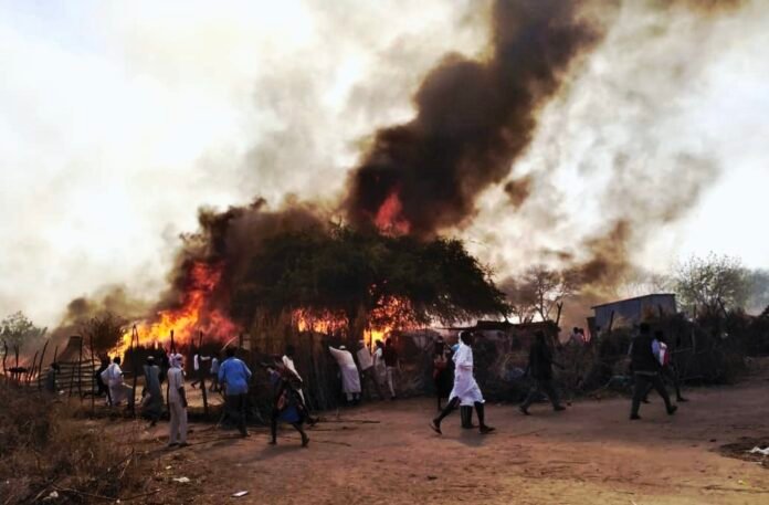 North Darfur drone strike Residents face a large fire amid conflict in El Fasher, North Darfur.