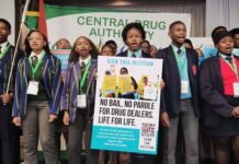 Defiant anti-drug anthem ‘Sipho’ by Ekurhuleni learners leaves CDA 4th Biennial Summit in tears Students at CDA summit hold "NO BAIL, NO PAROLE FOR DRUG DEALERS" petition.