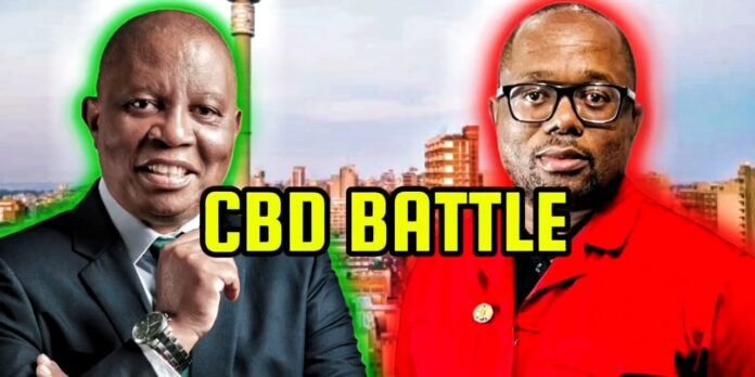 Herman Mashaba and Mgcini Tshwaku in CBD battle over Joburg future.