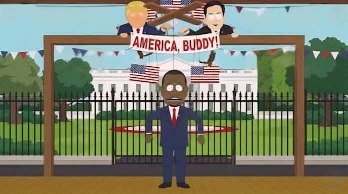 Satirical cartoon of William Ruto outside the White House.