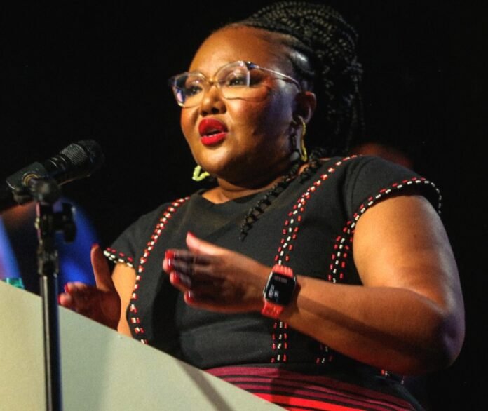 Basic Education Minister speaking at the Top 40 Matric Class of 2025 achievers ceremony.