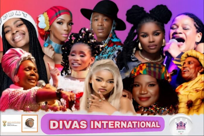 Promotional image of DIVAS INTERNATIONAL Music Festival featuring leading South African female artists united during Human Rights Month in response to the GBVF crisis.