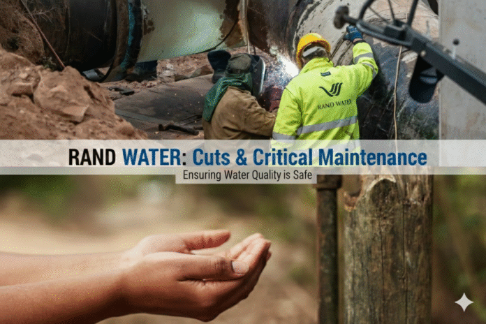 Rand Water workers repair bulk pipeline during Johannesburg water outage.