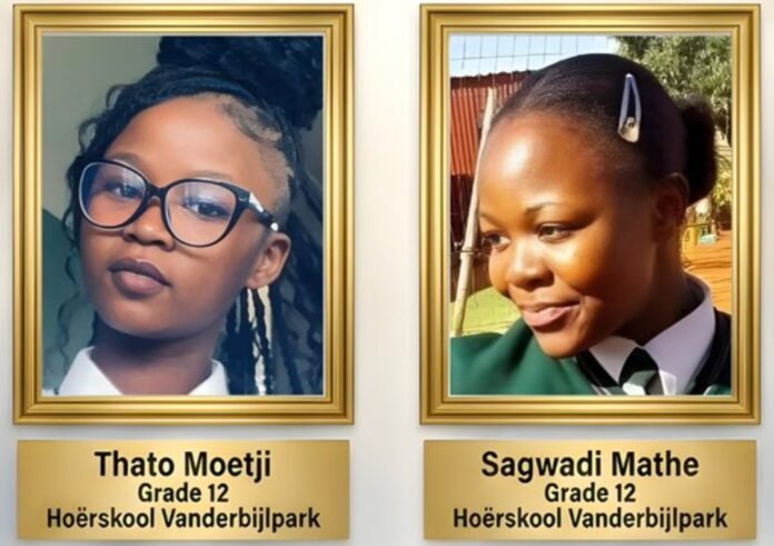 Portraits of Hoërskool Vanderbijlpark matric learners Thato Moetji and Sagwadi Mathe, victims of the Vaal transport tragedy.