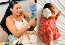 Ashley Ogle welcomes baby boy — but questions around Sweet Guluva linger Ashley Ogle smiling with baby gifts beside a photo of her newborn son lying on a white blanket.