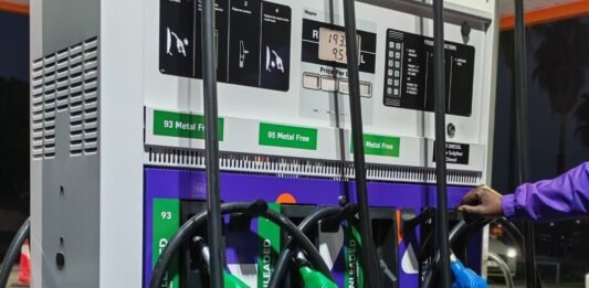Petrol and diesel set for big May fuel hikes — diesel could hit R40/litre Fuel pump showing petrol and diesel nozzles with price display at a South African station