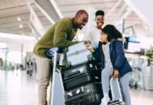 The return wave: skilled South Africans are coming back home Family with luggage at airport symbolising South Africans returning home after working overseas.
