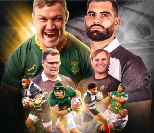Gqeberha to host Springboks vs Barbarians as landmark fixture gets new title partner Springboks vs Barbarians 2026 YesPlay Cup promotional image featuring players and coaches at Nelson Mandela Bay Stadium.