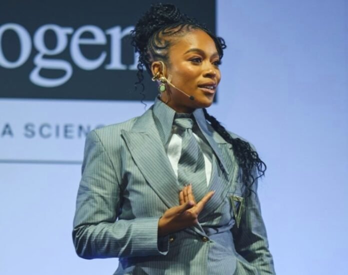 Nomzamo Mbatha at the Skin Certified SA launch promoting responsible skincare content in Johannesburg