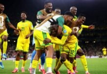 Bafana Bafana make World Cup history after beating South Korea to reach Round of 32 Bafana Bafana players celebrate together on the pitch after scoring against South Korea during the 2026 FIFA World Cup in Monterrey.