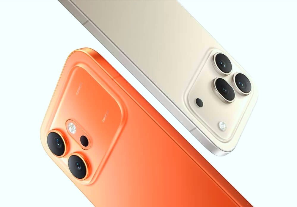 HONOR 600 and HONOR 600 Pro rear view in orange and golden white showing triple camera layout