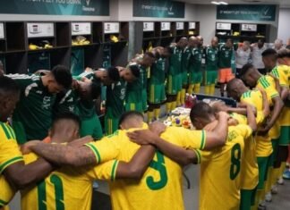 World Cup 2026 qualifiers: Bafana Bafana among 19 teams in historic Round of 32 Bafana Bafana players celebrate reaching the World Cup 2026 Round of 32 in the locker room.