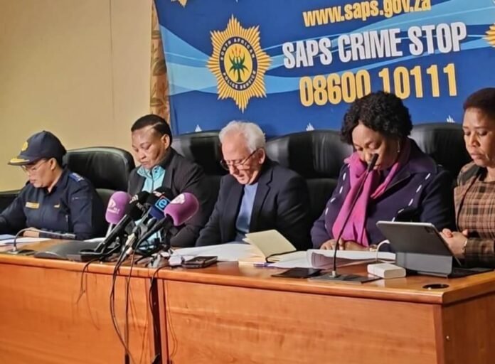 Acting Minister Firoz Cachalia and SAPS leaders brief media on June 30 protest security plans in Johannesburg