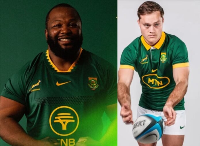 Ox Nche and Quan Horn in Springboks jerseys ahead of South Africa's 2026 Barbarians clash in Gqeberha.
