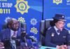 June 30 protests: SANTACO backs SAPS call for taxis to keep running SAPS officials hold media briefing on crime prevention and operational readiness with Crime Stop 10111 backdrop.