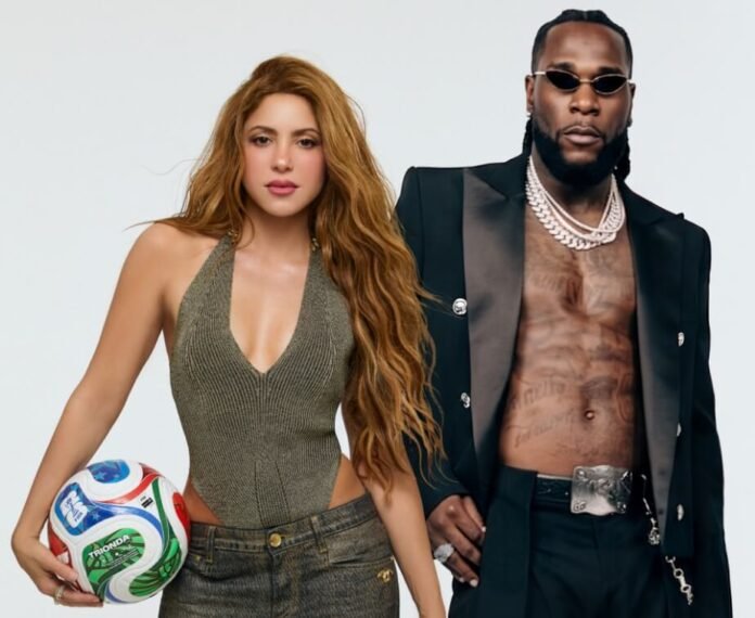 Shakira and Burna Boy in the official Dai Dai FIFA World Cup 2026 campaign image.