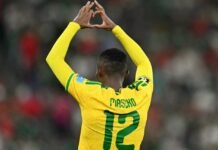 Thapelo Maseko scores the biggest World Cup goal in Bafana Bafana history Thapelo Maseko celebrates after scoring for South Africa against South Korea at the 2026 FIFA World Cup.