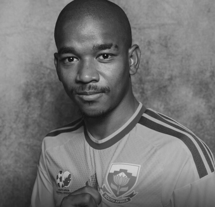 Portrait of Bafana Bafana midfielder Jayden Adams, whose death at 25 is under police investigation.