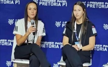 South Africa’s first Premier Padel Pretoria P1 kicks off in Pretoria Linge Steenkamp and Zoë Kruger speak during the Pretoria Premier Padel P1 media briefing in Pretoria.