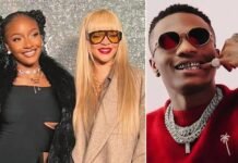 Rihanna, Wizkid and Chloe Bailey rally behind Ayra Starr’s Starrgirl Ayra Starr and Rihanna pose together while Wizkid appears in a separate image wearing sunglasses and a red top.