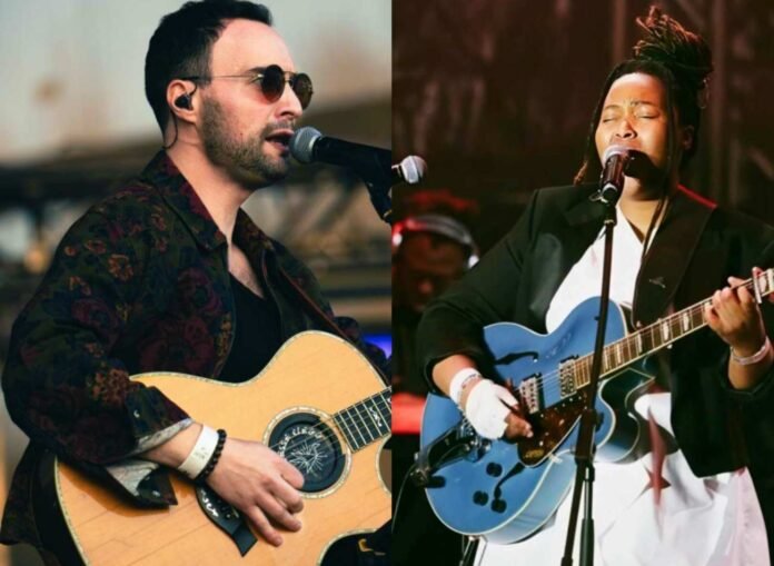 Jesse Clegg and Msaki perform on stage at the Scatterlings Music Festival