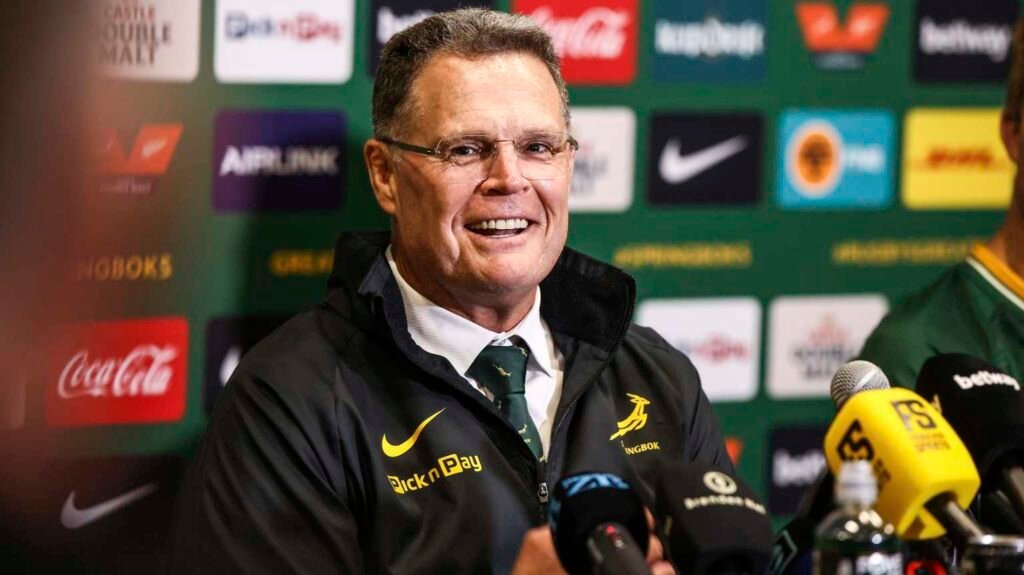 Rassie Erasmus speaks after the Springboks’ 33-26 win over the All Blacks in Cape Town.