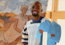 The Langa hostel boy who turned old shoes into a Paris residency: Abongile Sidzumo on Absa L’Atelier’s 40th Abongile Sidzumo stands beside his artwork for the Absa L’Atelier 40 Doors Legacy event