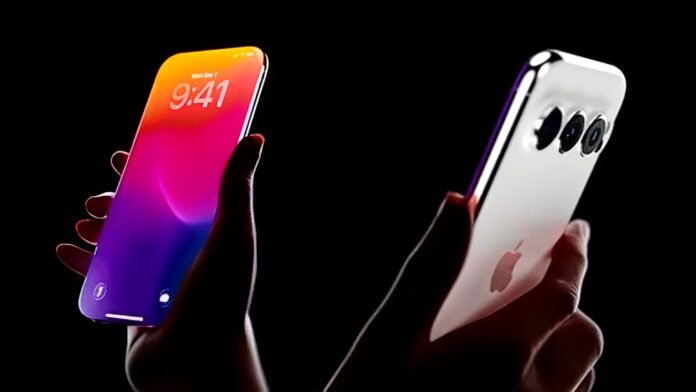 iPhone 20 concept render showing a thin-bezel display and smoothly curved silver rear design