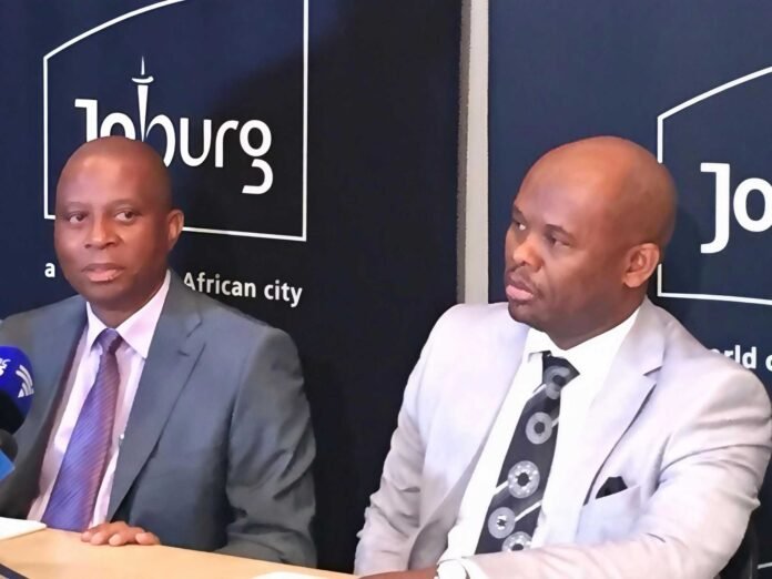 Herman Mashaba and Shadrack Sibiya at a City of Johannesburg media briefing