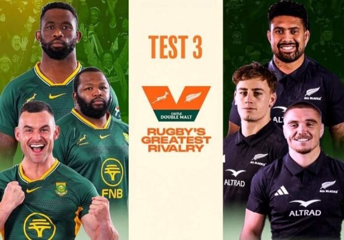 Springboks vs All Blacks Test 3, Rugby's Greatest Rivalry promotional graphic