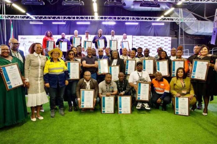 Large group of emerging contractors holding CIDB certificates at the Bloemfontein roadshow